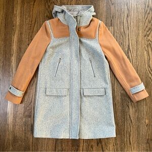 boden grey and beige wool duffle coat with hood - size US 8 / UK 12